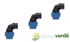 10 pz Gomito PE compressione Irritec 918 Ø25 x ¾" PN16
