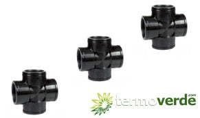 5 pz Irritec 633 Croce polipropilene filetto F 2"x2"x2"x2" PP