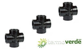 1 pz Irritec 633 Croce polipropilene filetto F 4"x4"x4"x4" PP