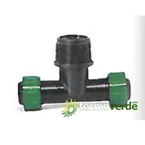 20 pz Tee Irritec 895 filetto M easy block 22 x ½" x 22