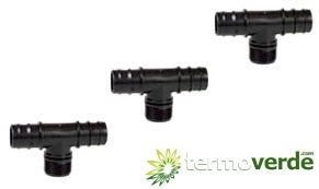 100 pz Tee portagomma filettato M Irritec 608 - Ø16 x ¾" x Ø16